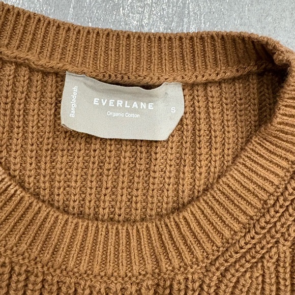 Everlane Women's Camel Ribbed Organic Cotton Side Slits Sweater - Picture 3 of 6